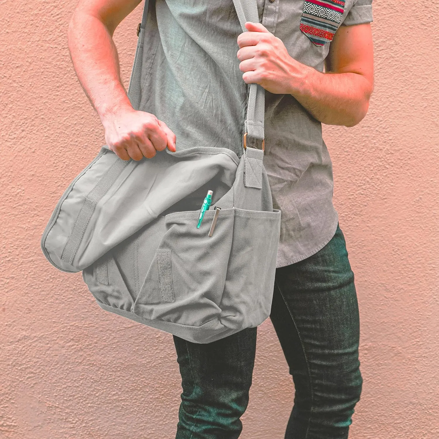 Sweetbriar Classic Vintage Messenger Bag - Original Heavyweight Cotton Canvas Shoulder Bag with Upgraded Features