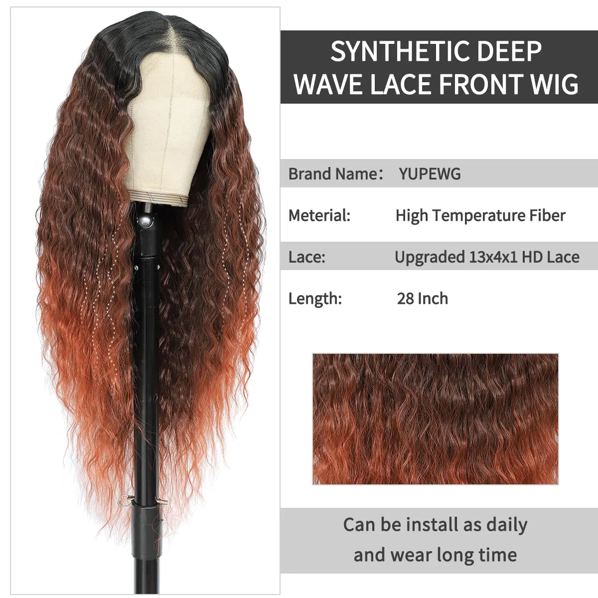 Synthetic Lace Front Wigs Pre Plucked With Baby Hair 13x4x1 Middle Part Wigs for Black Women Ombre Burgundy Glueless Ready to Wear
