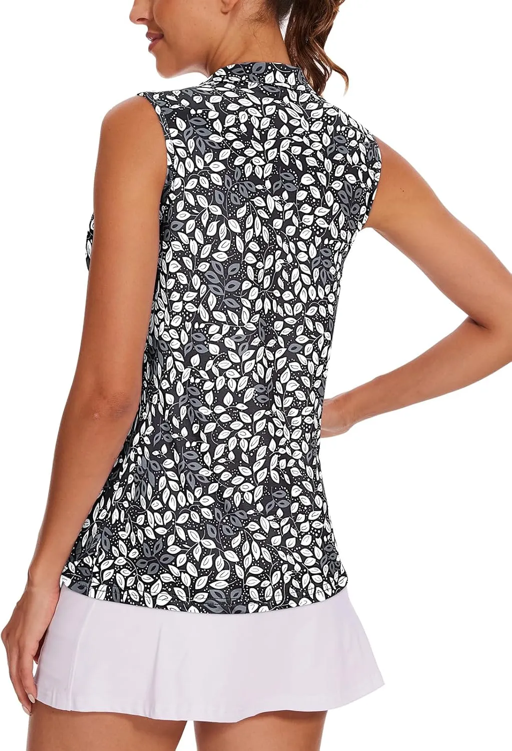 Tanst Sky Women's Sleeveless Golf Shirt Quick Dry Zip Up Workout Tennis Tops with Pockets