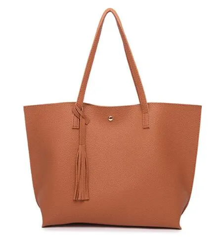 Tassel Handbags Woman PU Leather Large Capacity Female Shoulder Bags Solid Color Practical Women crossbody Bag