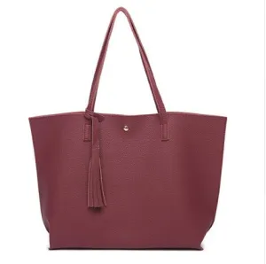 Tassel Handbags Woman PU Leather Large Capacity Female Shoulder Bags Solid Color Practical Women crossbody Bag