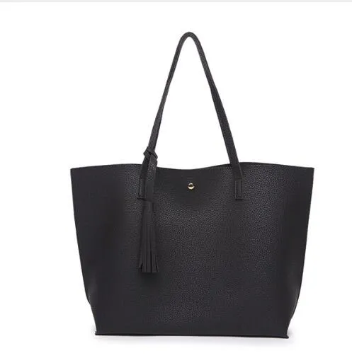 Tassel Handbags Woman PU Leather Large Capacity Female Shoulder Bags Solid Color Practical Women crossbody Bag