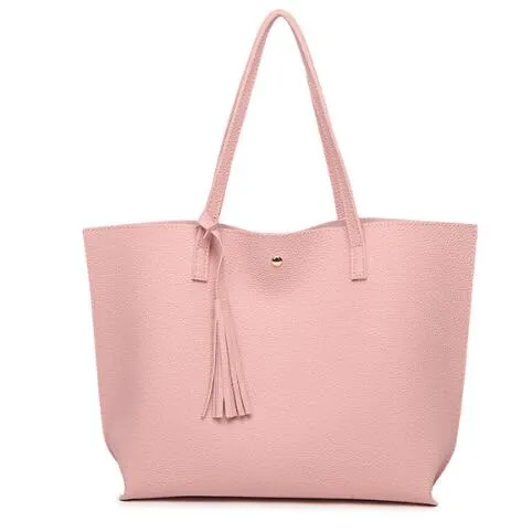 Tassel Handbags Woman PU Leather Large Capacity Female Shoulder Bags Solid Color Practical Women crossbody Bag