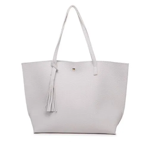 Tassel Handbags Woman PU Leather Large Capacity Female Shoulder Bags Solid Color Practical Women crossbody Bag