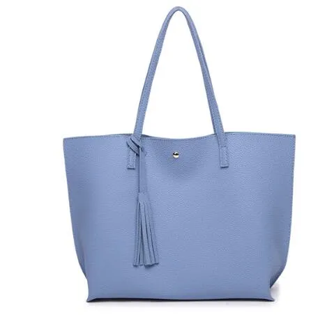 Tassel Handbags Woman PU Leather Large Capacity Female Shoulder Bags Solid Color Practical Women crossbody Bag