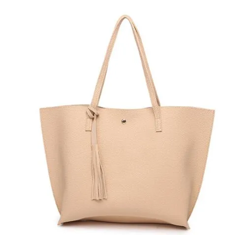 Tassel Handbags Woman PU Leather Large Capacity Female Shoulder Bags Solid Color Practical Women crossbody Bag