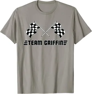 Team Griffin Family Name Checkered Flag Racing T-Shirt