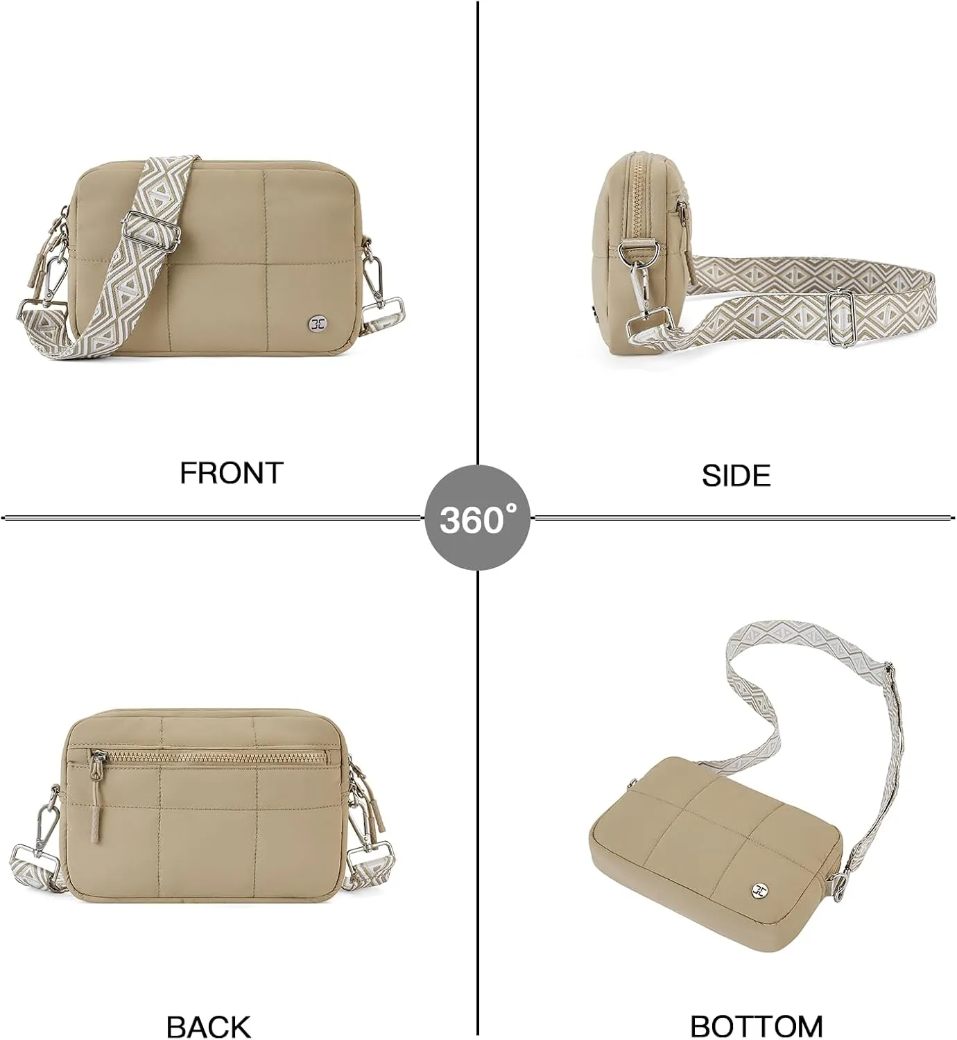 Telena Crossbody Bags for Women Cross Body Purse with Guitar Strap Lightweight Puffer Shoulder Bag for Travel
