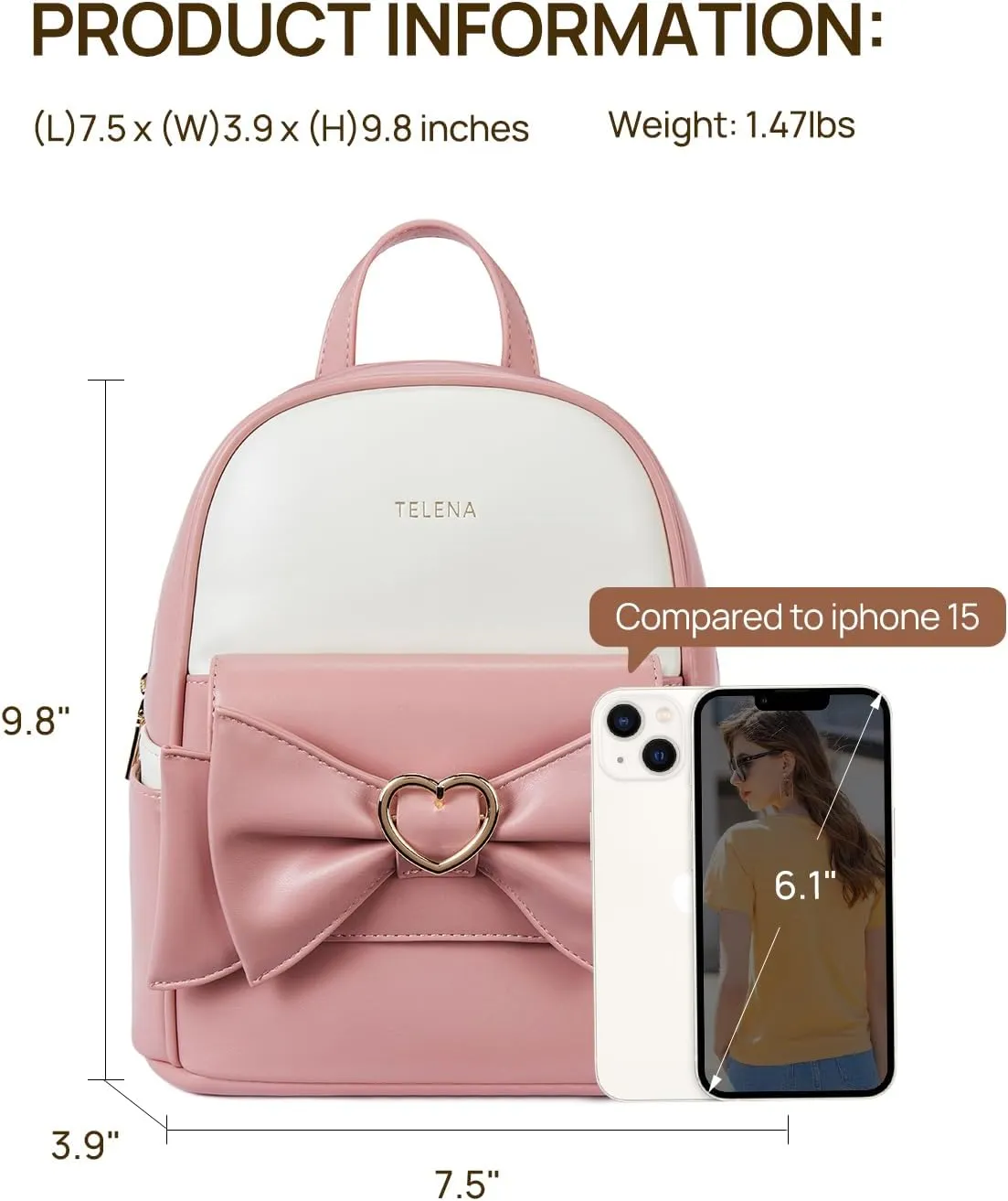 Telena Small Backpack Purse for Women Girls Cute Mini Leather Backpack Travel Shoulder Bags