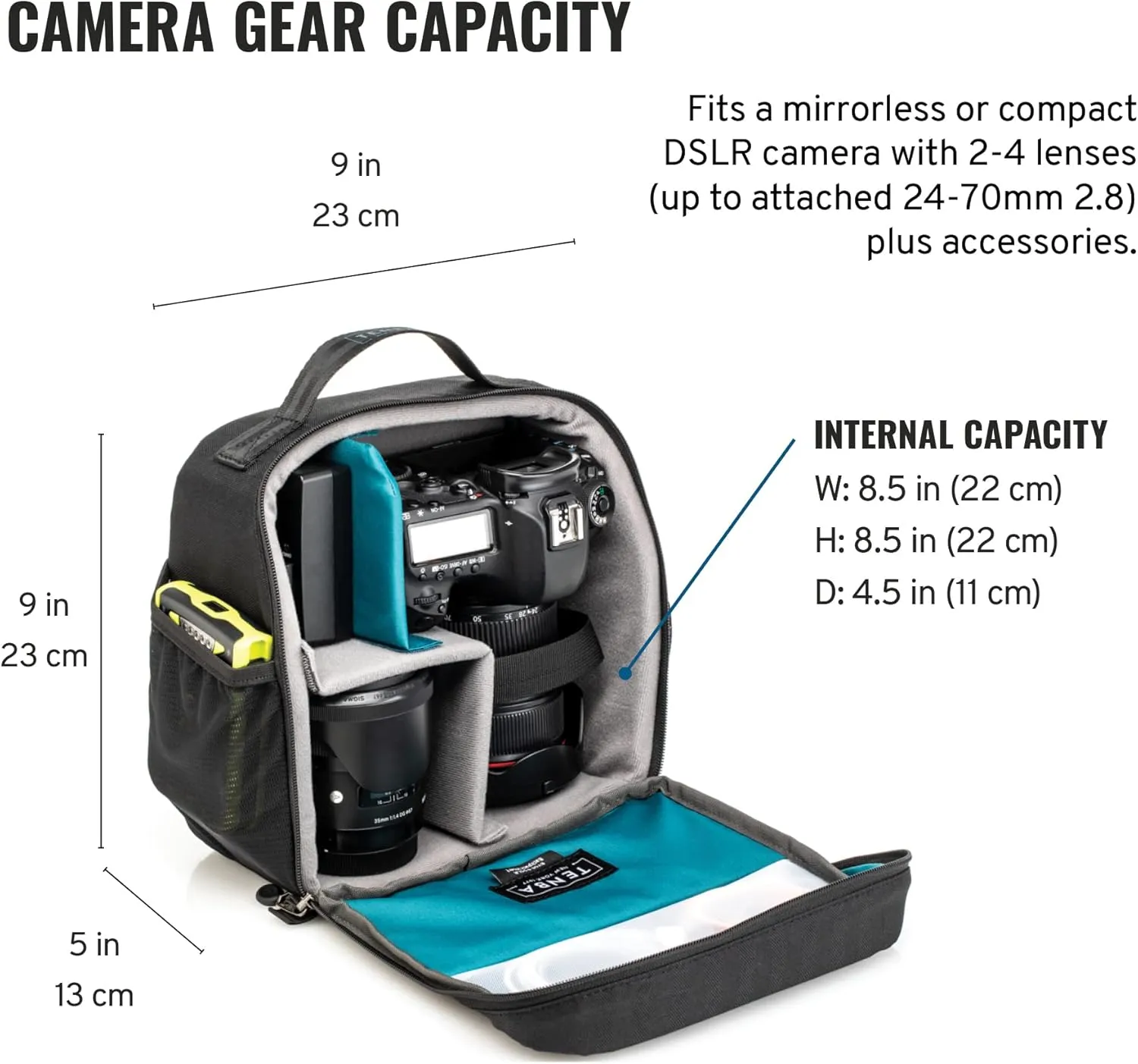 Tenba BYOB 9 DSLR Backpack Insert - Turns any bag into a camera bag for DSLR and Mirrorless cameras and lenses – Black (636-622)
