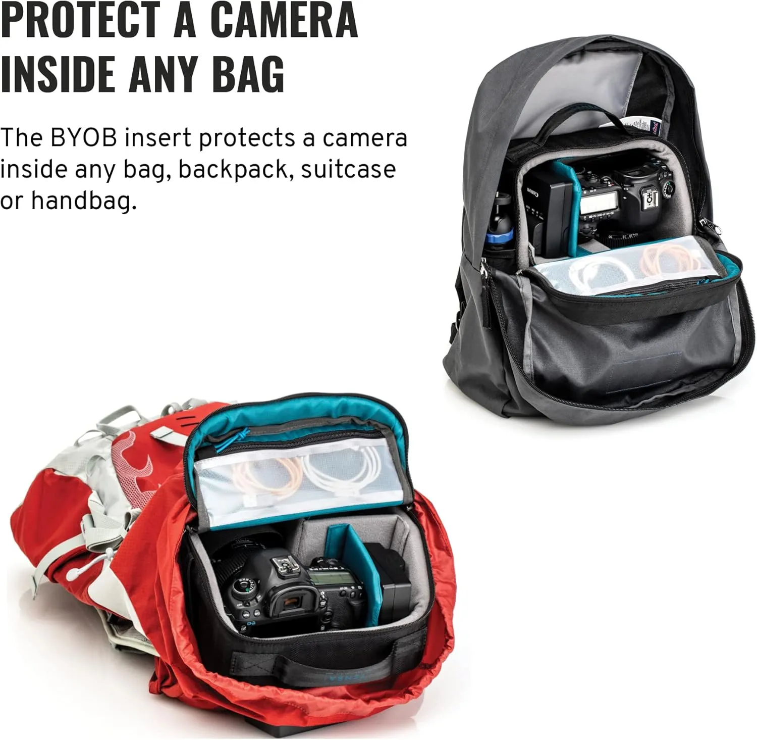 Tenba BYOB 9 DSLR Backpack Insert - Turns any bag into a camera bag for DSLR and Mirrorless cameras and lenses – Black (636-622)