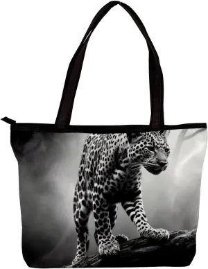 The Tote Bag For Women,Purses For Women,Handbags For Women,Black Gray Fog Leopard Handbags