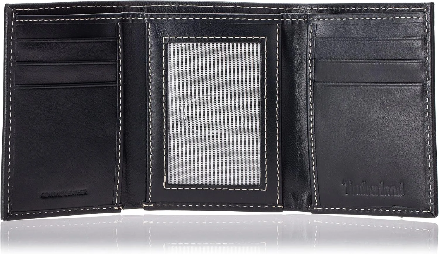 Timberland Men's Leather Trifold Wallet With Id Window, Black (Cloudy), One Size