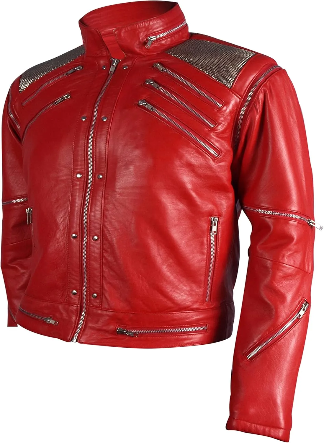TLW (Premium Quality) Beat-it Leather Jacket - RED - 100% Real Leather