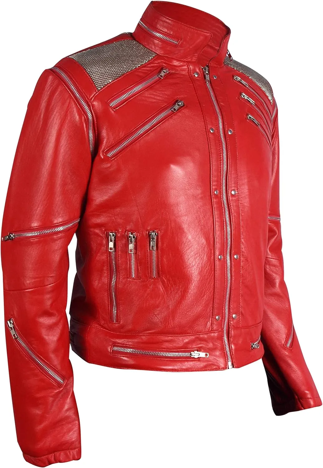 TLW (Premium Quality) Beat-it Leather Jacket - RED - 100% Real Leather