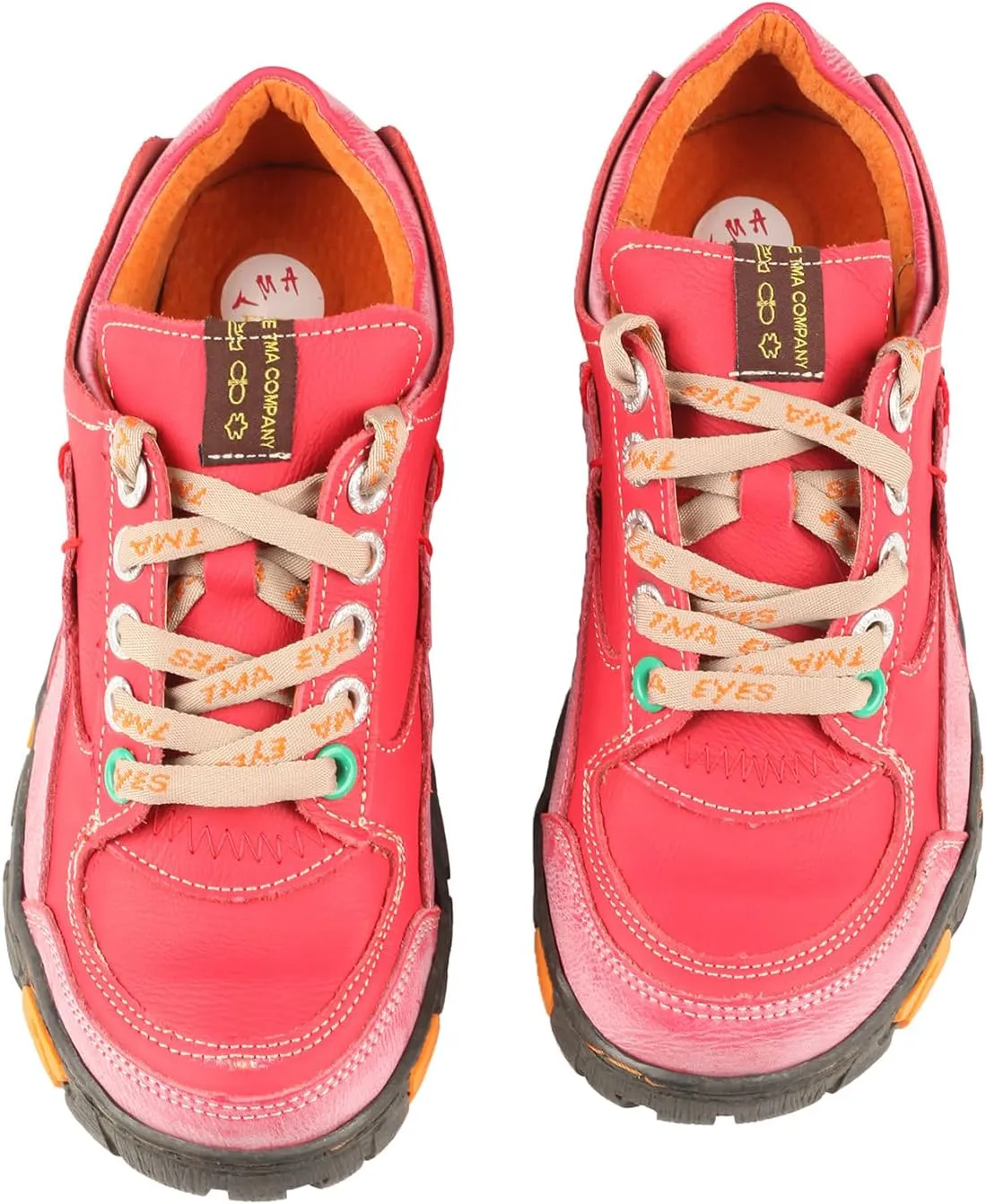 TMA EYES Women's Leather Soft Sole Non-Slip lace-up Walking Shoes