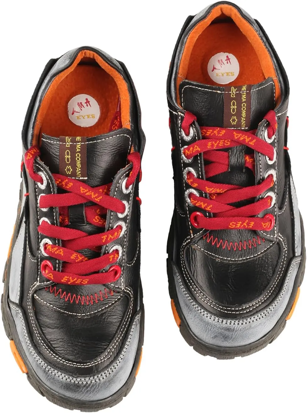 TMA EYES Women's Leather Soft Sole Non-Slip lace-up Walking Shoes