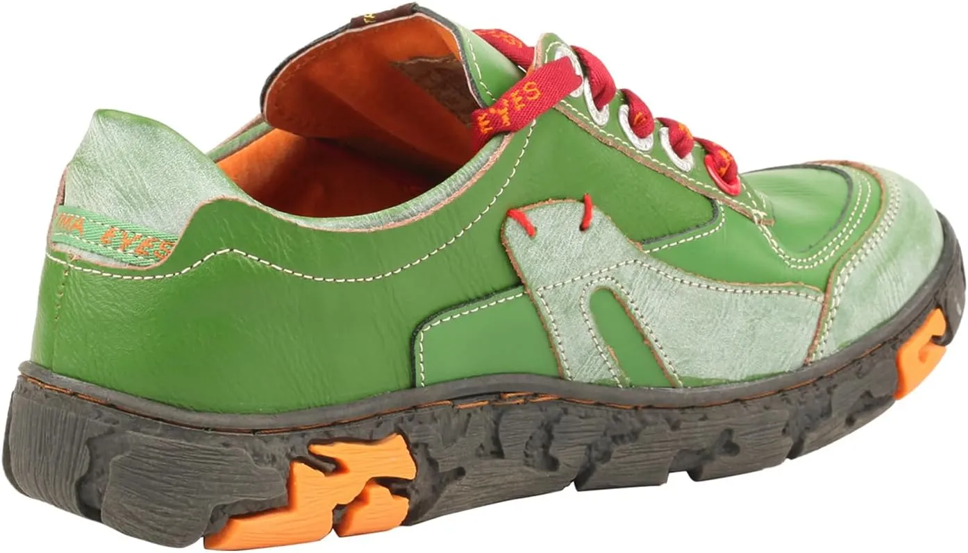 TMA EYES Women's Leather Soft Sole Non-Slip lace-up Walking Shoes