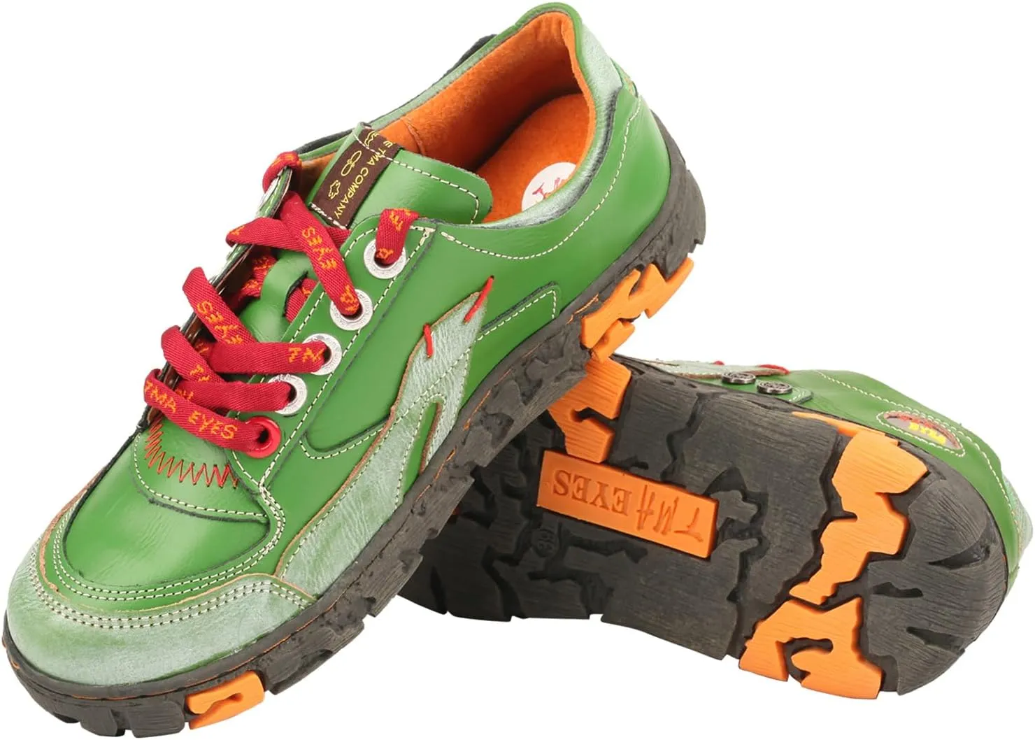 TMA EYES Women's Leather Soft Sole Non-Slip lace-up Walking Shoes