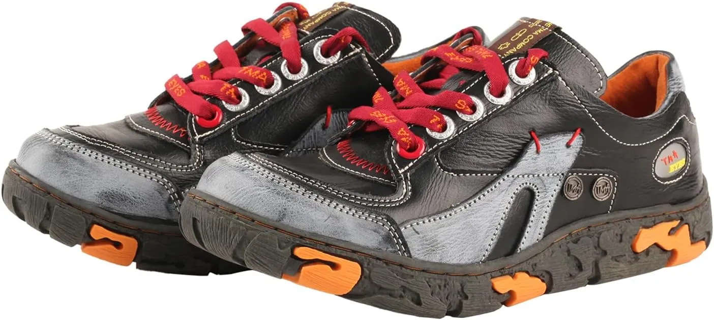TMA EYES Women's Leather Soft Sole Non-Slip lace-up Walking Shoes