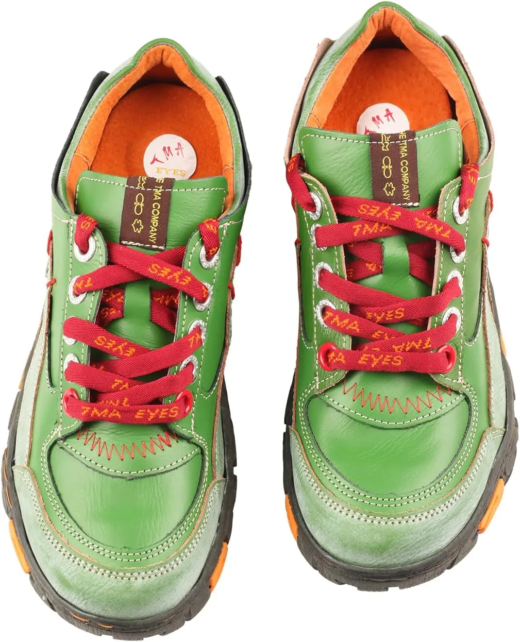 TMA EYES Women's Leather Soft Sole Non-Slip lace-up Walking Shoes