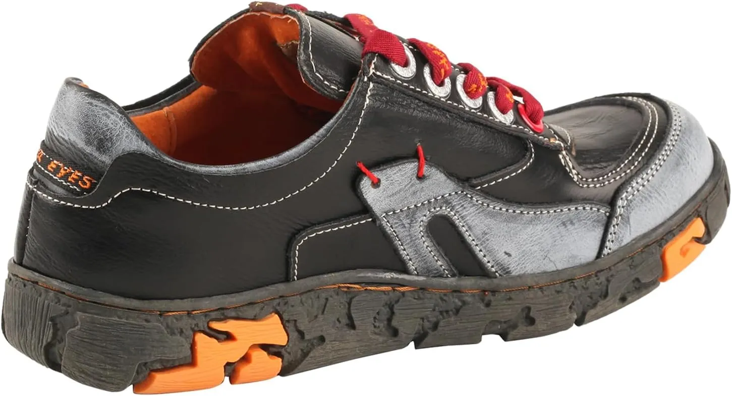 TMA EYES Women's Leather Soft Sole Non-Slip lace-up Walking Shoes