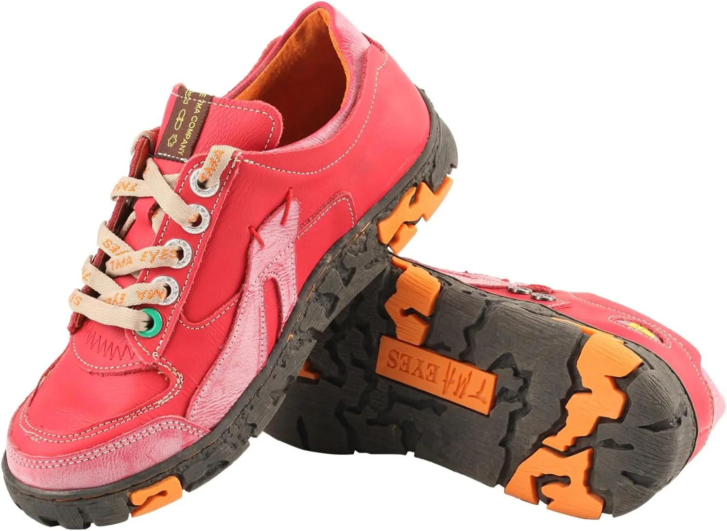 TMA EYES Women's Leather Soft Sole Non-Slip lace-up Walking Shoes