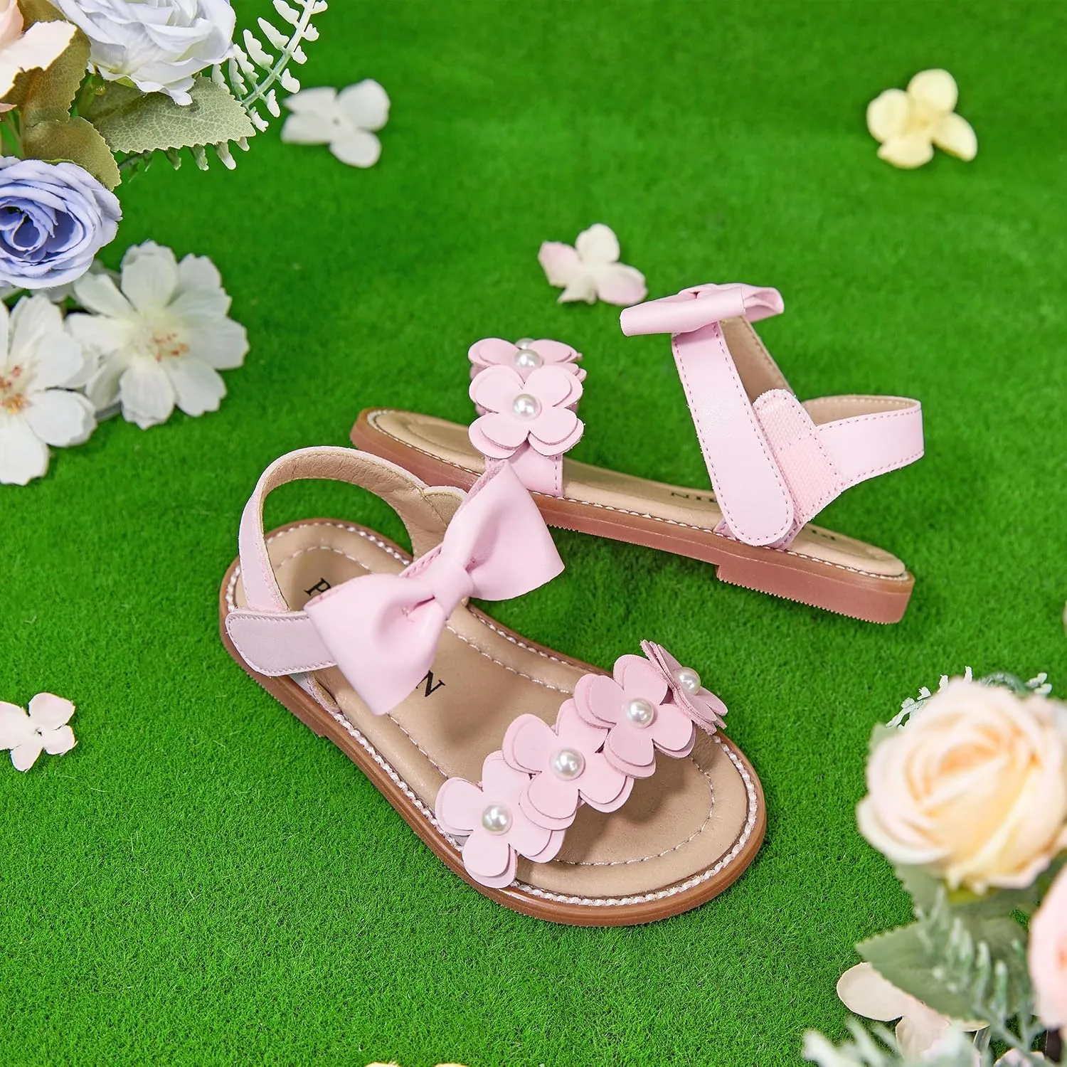 Toddler Girl Sandals - Flower Girl Summer Dress Shoes Open Toe Little Kid Wedding Party