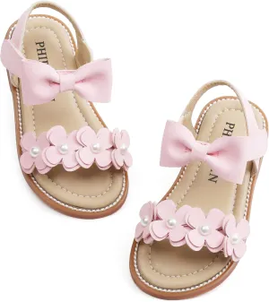 Toddler Girl Sandals - Flower Girl Summer Dress Shoes Open Toe Little Kid Wedding Party