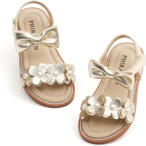 Toddler Girl Sandals - Flower Girl Summer Dress Shoes Open Toe Little Kid Wedding Party