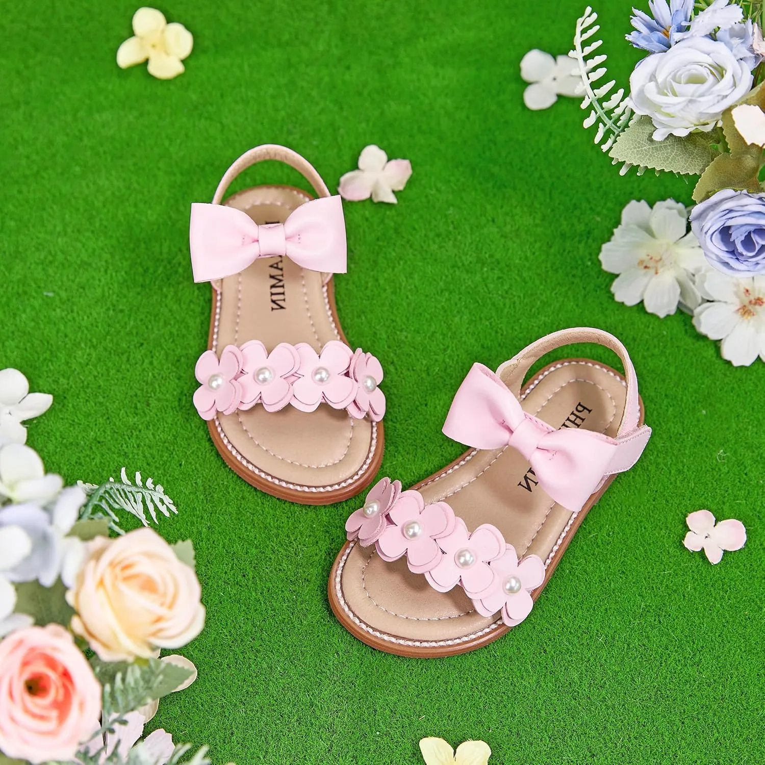 Toddler Girl Sandals - Flower Girl Summer Dress Shoes Open Toe Little Kid Wedding Party