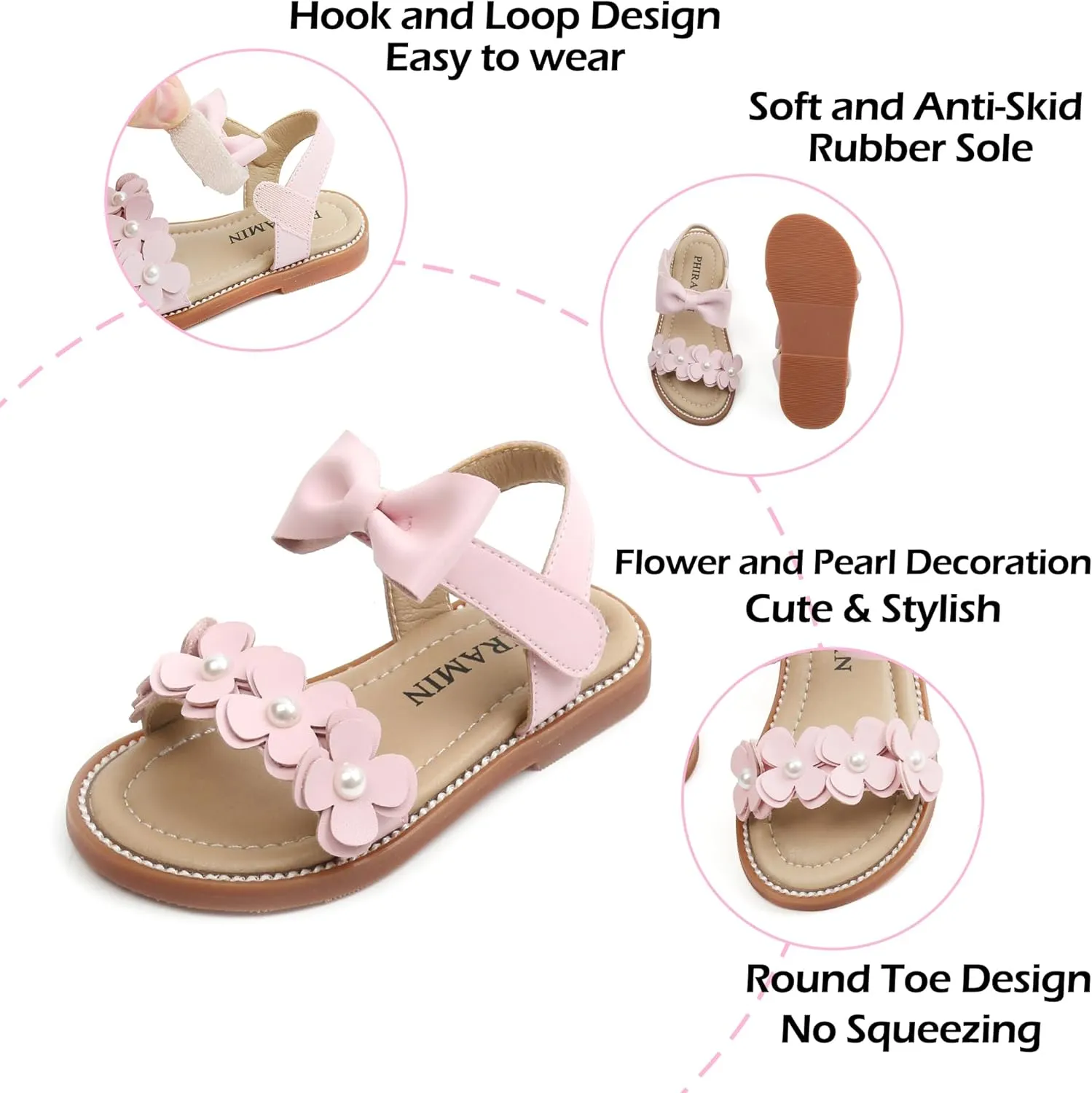 Toddler Girl Sandals - Flower Girl Summer Dress Shoes Open Toe Little Kid Wedding Party