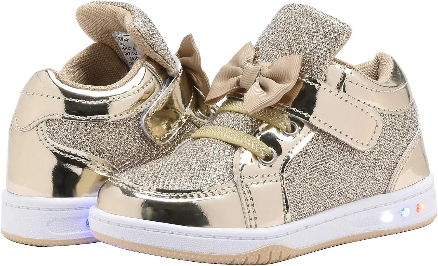 Toddler Glitter Shoes Girl's Flashing Sneakers with Cute Bowknot