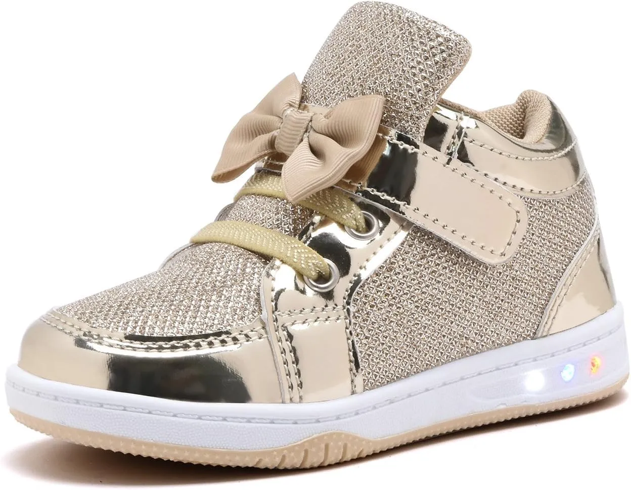 Toddler Glitter Shoes Girl's Flashing Sneakers with Cute Bowknot