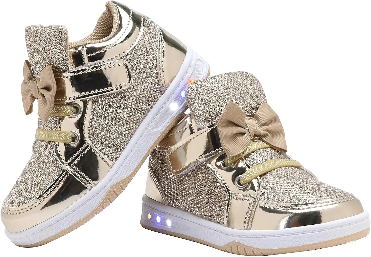 Toddler Glitter Shoes Girl's Flashing Sneakers with Cute Bowknot