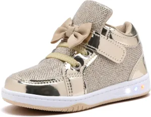 Toddler Glitter Shoes Girl's Flashing Sneakers with Cute Bowknot