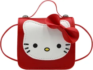 Toddlers Kids Purse Cute Cartoon Bowknot Cat Crossbody Bag Little Girls Small Leather Shoulder Bag Tote Handbag
