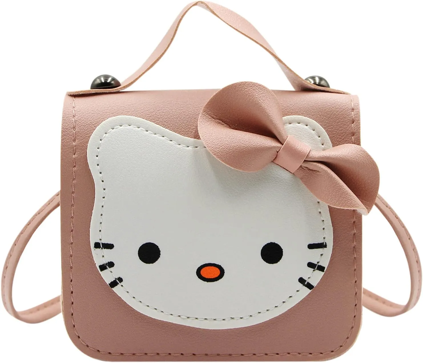 Toddlers Kids Purse Cute Cartoon Bowknot Cat Crossbody Bag Little Girls Small Leather Shoulder Bag Tote Handbag