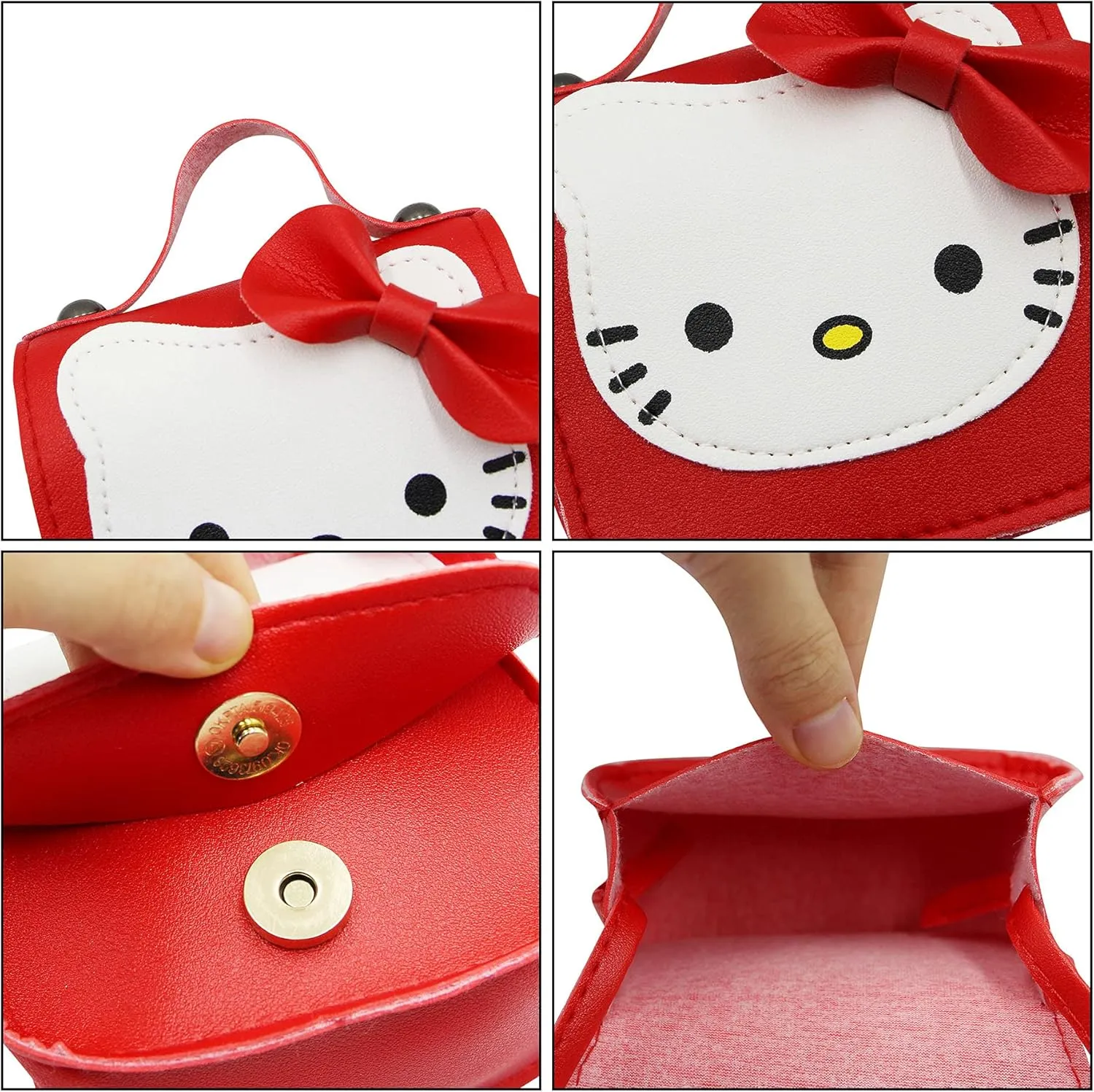 Toddlers Kids Purse Cute Cartoon Bowknot Cat Crossbody Bag Little Girls Small Leather Shoulder Bag Tote Handbag