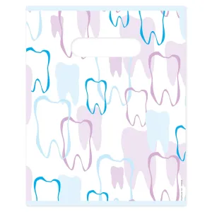 Tooth Outline Dental Giveaway Bags, 8" x 10", 100 Pack