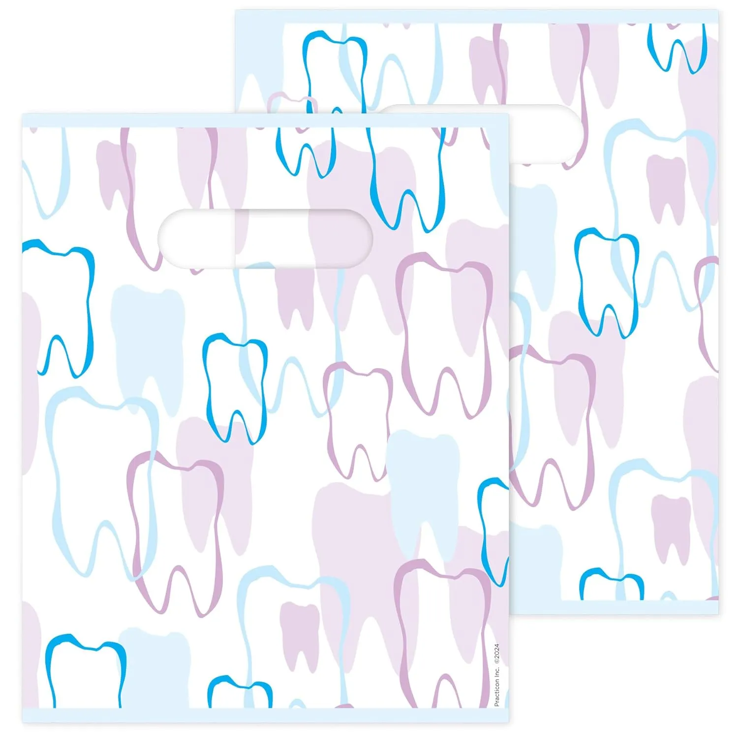 Tooth Outline Dental Giveaway Bags, 8" x 10", 100 Pack
