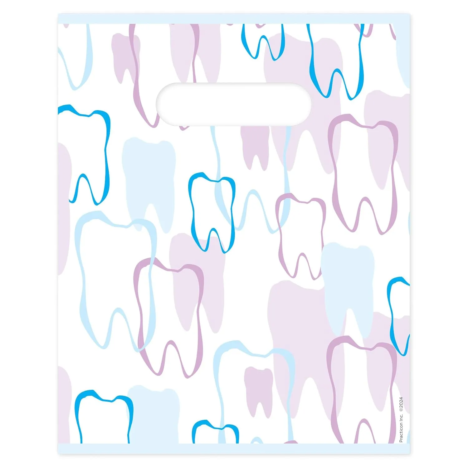 Tooth Outline Dental Giveaway Bags, 8" x 10", 100 Pack