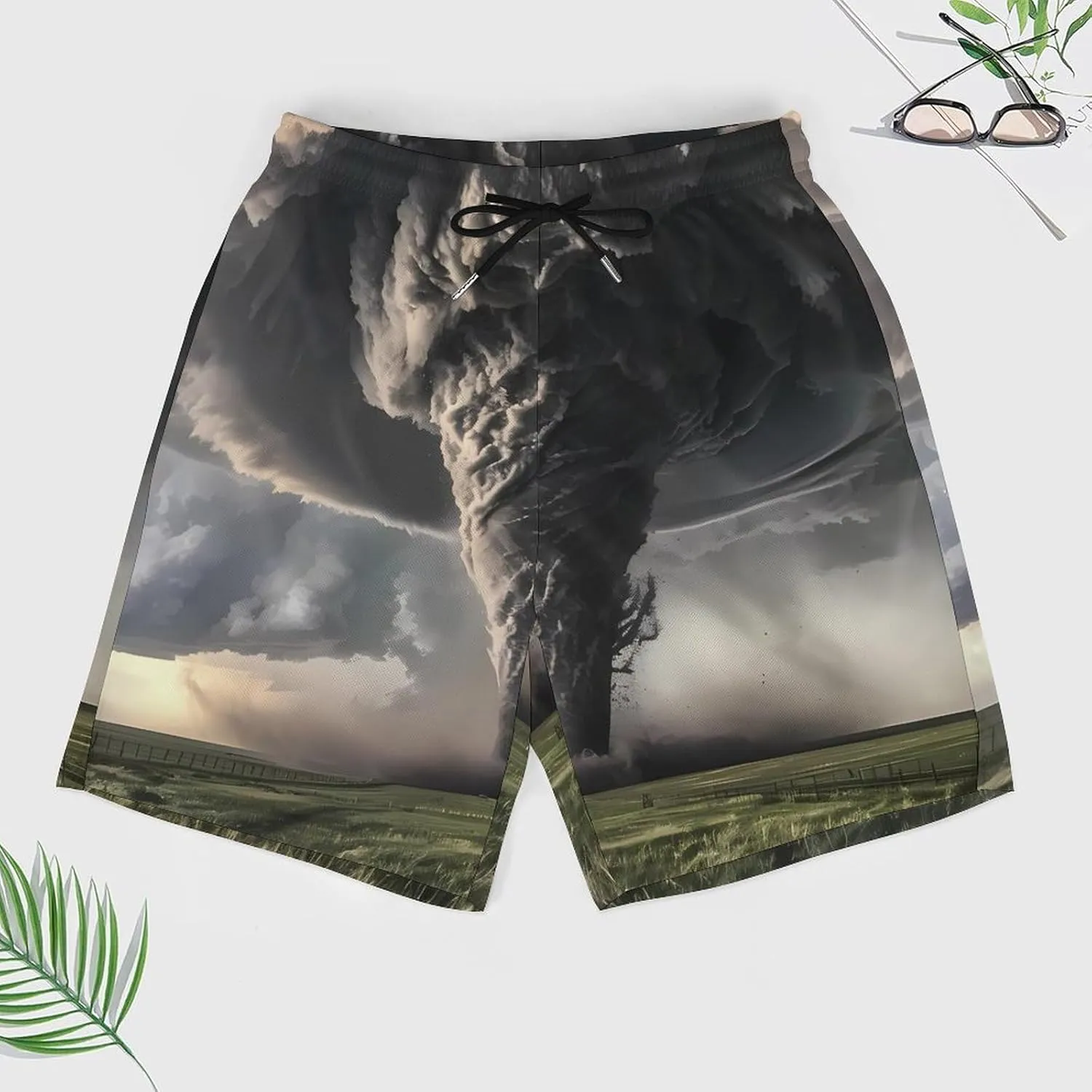 Tornado Thunderstorms Men's Swim Trunks Quick Dry Board Shorts Swimwear Beach Shorts with Compression Liner
