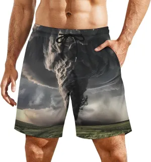 Tornado Thunderstorms Men's Swim Trunks Quick Dry Board Shorts Swimwear Beach Shorts with Compression Liner