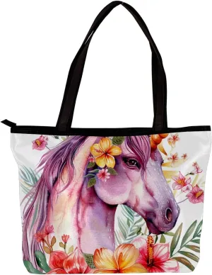 Tote Bags for Women,Womens Handbags,Small Tote Bag,Colored Flower Bush Unicorn