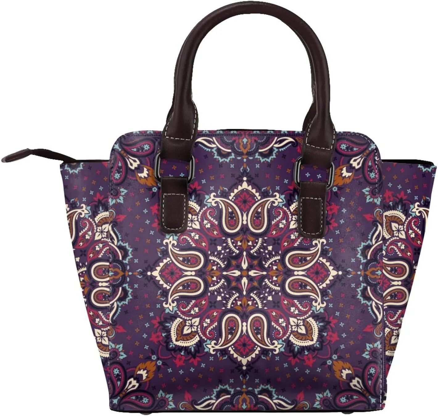 Tote Handbag for Women Faux Leather Shoulder Bag with Studded PU Leather Zipper Bag for Travel Work