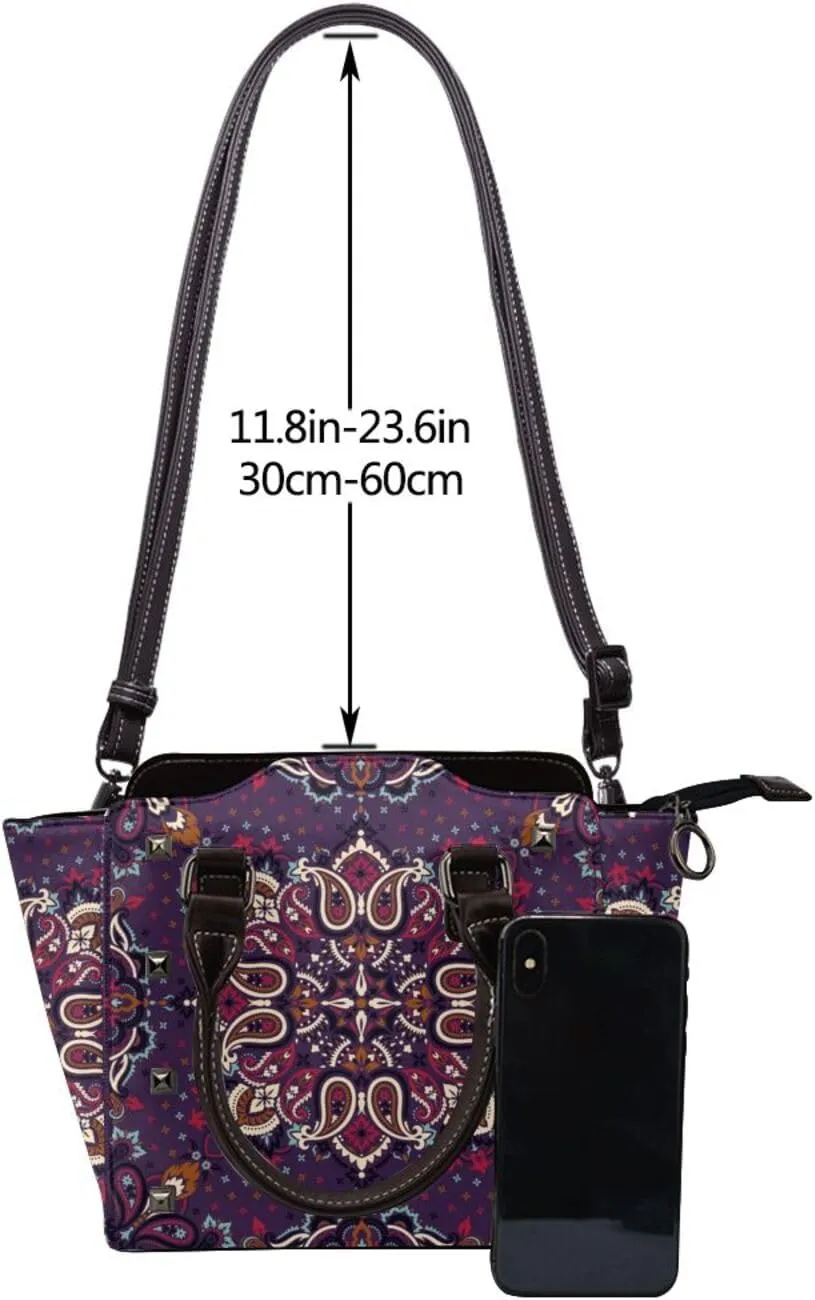 Tote Handbag for Women Faux Leather Shoulder Bag with Studded PU Leather Zipper Bag for Travel Work