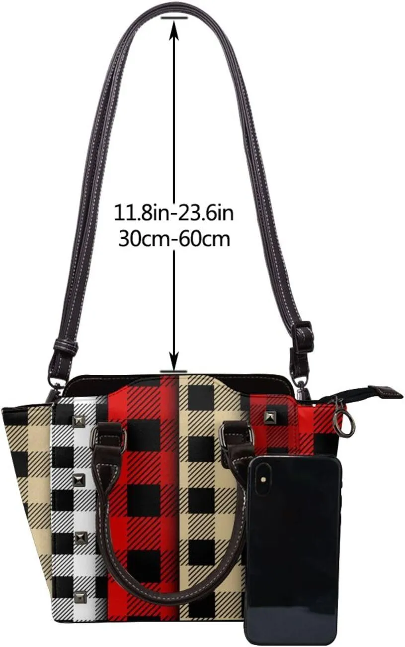 Tote Handbag for Women Faux Leather Shoulder Bag with Studded PU Leather Zipper Bag for Travel Work