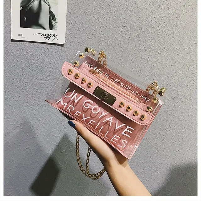 Transparent Tagline Gold Bag