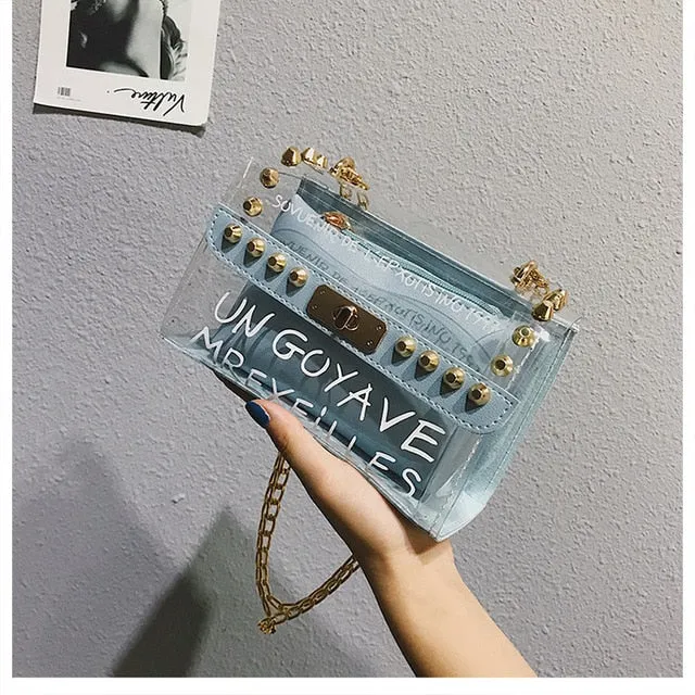 Transparent Tagline Gold Bag
